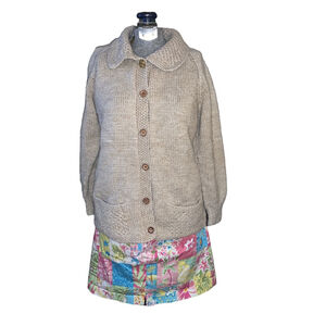 Handmade Cardigan Sweater Oatmeal Colour Size M